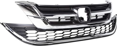ECOTRIC Front Upper Bumper Hood Grill & Lower Mesh Chrome Grille Compatible with 2010-2011 Honda CRV CR-V in Saudi Arabia