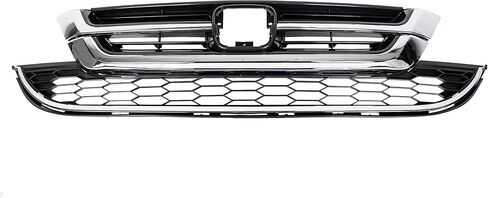 ECOTRIC Front Upper Bumper Hood Grill & Lower Mesh Chrome Grille Compatible with 2010-2011 Honda CRV CR-V in Saudi Arabia