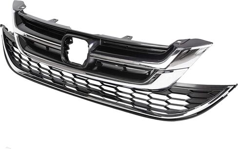 ECOTRIC Front Upper Bumper Hood Grill & Lower Mesh Chrome Grille Compatible with 2010-2011 Honda CRV CR-V in Saudi Arabia