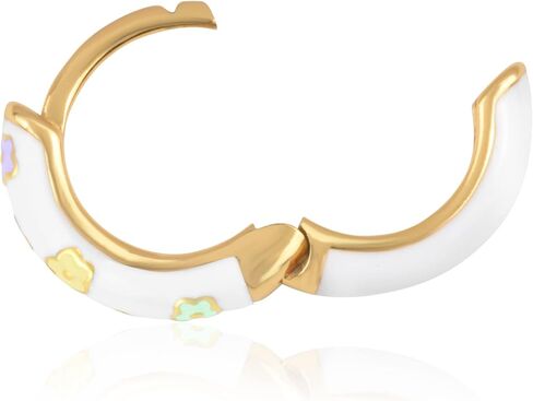 14K Gold Plated Sterling Silver Enamel Color Huggie Hoop Earrings for Women – Wide Range of Vibrant Color Options Available in Kuwait