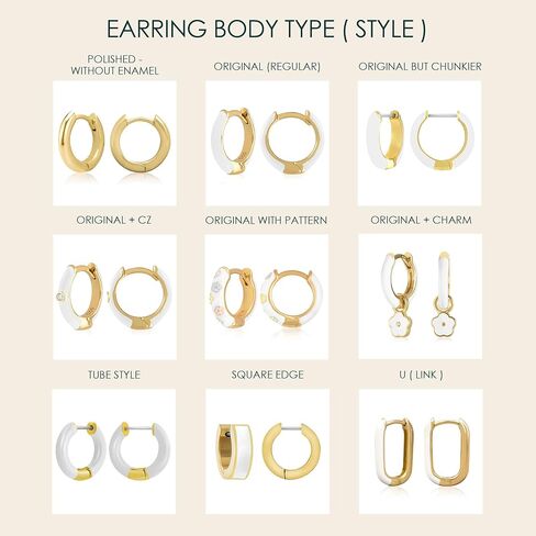14K Gold Plated Sterling Silver Enamel Color Huggie Hoop Earrings for Women – Wide Range of Vibrant Color Options Available in Kuwait