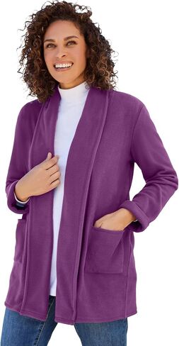 امرأة ضمن زائد الحجم microfleece cardigan شالو شال سترة كبيرة الحجم طويلة in Kuwait