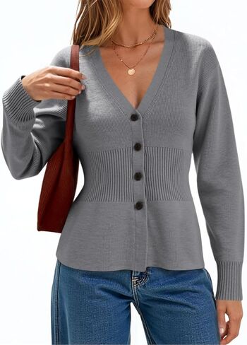 Cicy Bell Womens v رقبة Cardigan Sensters Long Sleeve Cinched Ceist Tops Tops Dary Disual Button Up Mitted Outerwear in Kuwait