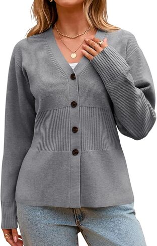 Cicy Bell Womens v رقبة Cardigan Sensters Long Sleeve Cinched Ceist Tops Tops Dary Disual Button Up Mitted Outerwear in Kuwait