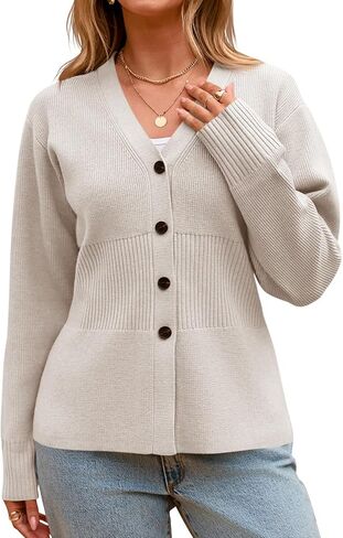 Cicy Bell Womens v رقبة Cardigan Sensters Long Sleeve Cinched Ceist Tops Tops Dary Disual Button Up Mitted Outerwear in Kuwait