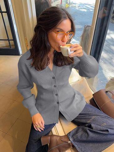 Cicy Bell Womens v رقبة Cardigan Sensters Long Sleeve Cinched Ceist Tops Tops Dary Disual Button Up Mitted Outerwear in Kuwait
