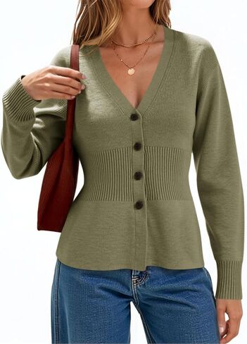 Cicy Bell Womens v رقبة Cardigan Sensters Long Sleeve Cinched Ceist Tops Tops Dary Disual Button Up Mitted Outerwear in Kuwait