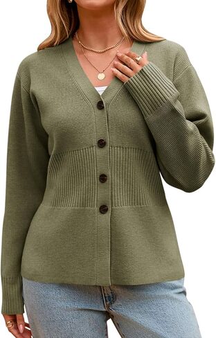 Cicy Bell Womens v رقبة Cardigan Sensters Long Sleeve Cinched Ceist Tops Tops Dary Disual Button Up Mitted Outerwear in Kuwait