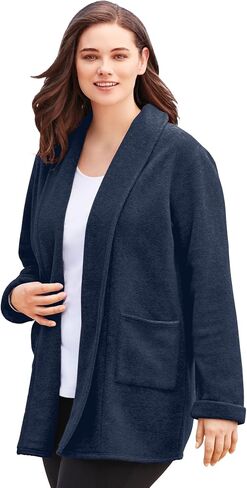 امرأة ضمن زائد الحجم microfleece cardigan شالو شال سترة كبيرة الحجم طويلة in Kuwait