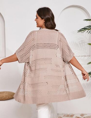 Summer Crochet Cardigan Plus Size Women Short Sleeve Open Front Knitted Cardigans Lightweight Cover Up for Beach in Saudi Arabia