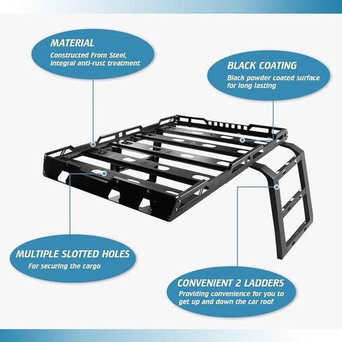 Roof Rack fit for Jeep Wrangler JL 2018-2025 4 Door w/Double Ladders Roof Rack Cargo Basket Luggage Carrier Heavy Duty Steel Cargo Storage Carrier (You Will get 2 Packages) in Saudi Arabia