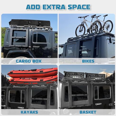 Roof Rack fit for Jeep Wrangler JL 2018-2025 4 Door w/Double Ladders Roof Rack Cargo Basket Luggage Carrier Heavy Duty Steel Cargo Storage Carrier (You Will get 2 Packages) in Saudi Arabia