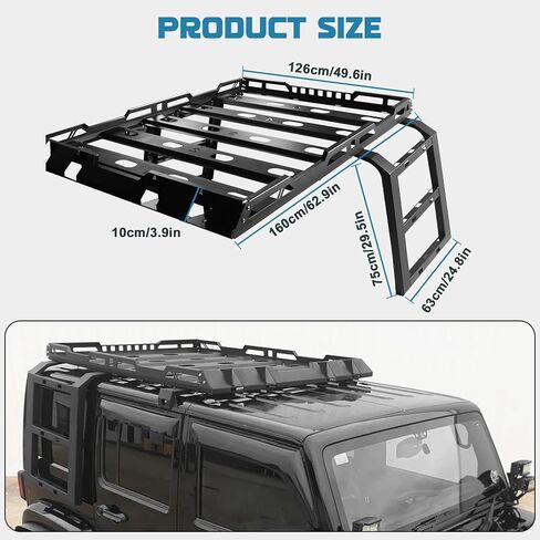 Roof Rack fit for Jeep Wrangler JL 2018-2025 4 Door w/Double Ladders Roof Rack Cargo Basket Luggage Carrier Heavy Duty Steel Cargo Storage Carrier (You Will get 2 Packages) in Saudi Arabia