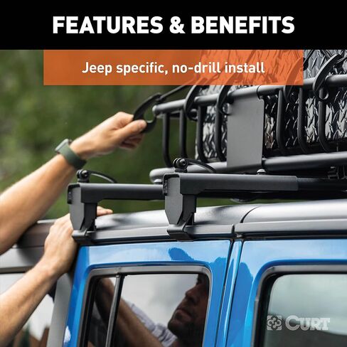 Curt 18122 Black Steel Quick-Release Rack Rack Crickbars ، يناسب Jeep Wrangler JL ، المصارع in Saudi Arabia