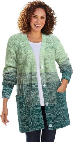 Woman Within Plus Size Ombre Shaker Cardigan in Saudi Arabia