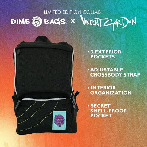 حقائب DIME - حقيبة ظهر The Tab Crossbody Sling، إصدار محدود من Vincent Gordon، جيب سري مقاوم للرائحة، متين، حزام قابل للتعديل، مقاوم للماء، (برقوقي) in Kuwait