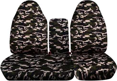 Totally Covers Compatible with 1997-2000 Ford F-150 Camo Truck Seat Covers (Front 40/60 Split Bench) with Opening Center Console/Solid Armrest: Wetland Camouflage (16 Prints) F-Series F150 in Saudi Arabia
