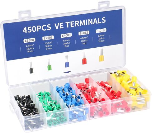 Baomain 1900pcs Wire Copper Crimp Connector Kit AWG 22/20/18/16/14/12/10 Assorted Insulated Ferrule Pin Cord End Terminal Set White Gray Red Black Blue Gray Yellow in Saudi Arabia