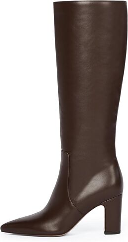 VIUGJNEX Knee High Boots Pointed Toe Chunky Heel Tall Boots for Women | Comfortable 3.15-Inch Block Heel, Dressy Boots for Fall & Winter, Side Zipper for Easy Wear, Versatile Fashion Style in Saudi Arabia