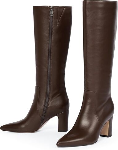 VIUGJNEX Knee High Boots Pointed Toe Chunky Heel Tall Boots for Women | Comfortable 3.15-Inch Block Heel, Dressy Boots for Fall & Winter, Side Zipper for Easy Wear, Versatile Fashion Style in Saudi Arabia