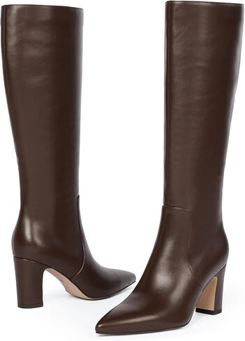 VIUGJNEX Knee High Boots Pointed Toe Chunky Heel Tall Boots for Women | Comfortable 3.15-Inch Block Heel, Dressy Boots for Fall & Winter, Side Zipper for Easy Wear, Versatile Fashion Style in Saudi Arabia