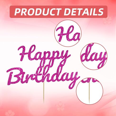 BEISHIDA 1 Pack Happy Birthday Cake Topper Blue Glitter Cake Decoration 15th 16th 18th 30th Birthday Cake Decoration for men women Party Supplies in Kuwait