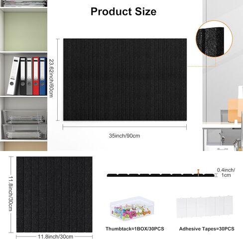 Bostin Bulletin Board 36 "× 24" لوحة كورك كبيرة للوحة الدبوس للدفع للمكتب 6 حزمة DIY صورة الألواح الزخرفية مربعات الجدران للمنزل ، رمادي فاتح in Kuwait