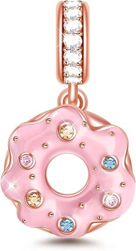 GNOCE DONUT PREDANT IRCMS لسوار S925 Sterling Silver 18K Rose Rose Gold Pink Pink Donts for Women Gilrs Jewelry Gift in Saudi Arabia