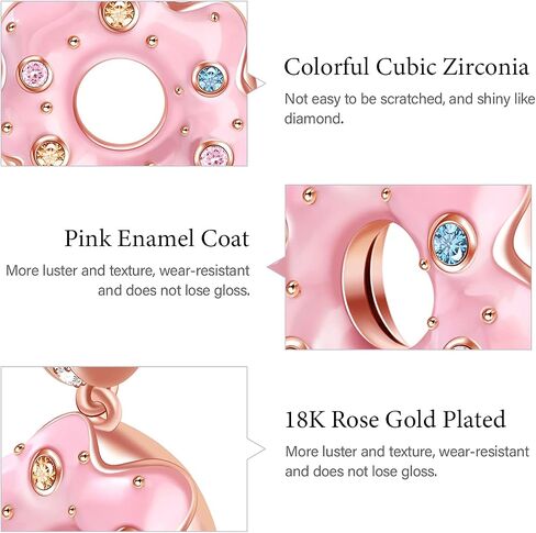 GNOCE DONUT PREDANT IRCMS لسوار S925 Sterling Silver 18K Rose Rose Gold Pink Pink Donts for Women Gilrs Jewelry Gift in Saudi Arabia