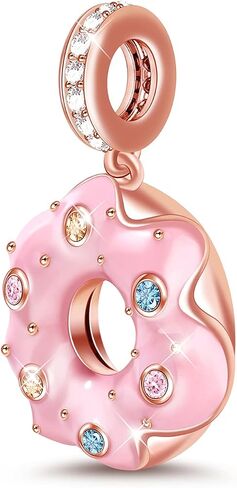 GNOCE DONUT PREDANT IRCMS لسوار S925 Sterling Silver 18K Rose Rose Gold Pink Pink Donts for Women Gilrs Jewelry Gift in Saudi Arabia