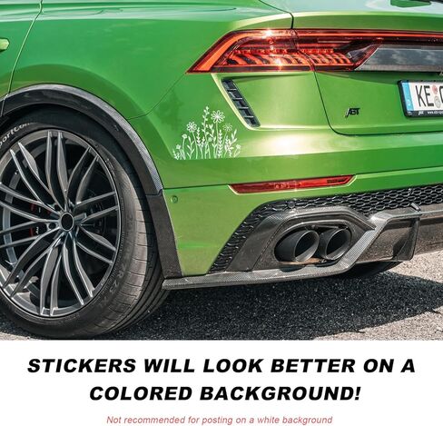 Wildflowers Boho Car Sticker, Reflective Flower Vinyl Decal Sticker Gift for Plant Lovers, Decorative Boho Bumper Stickers for Car Window Laptop Luggage, Car Accessories in Saudi Arabia