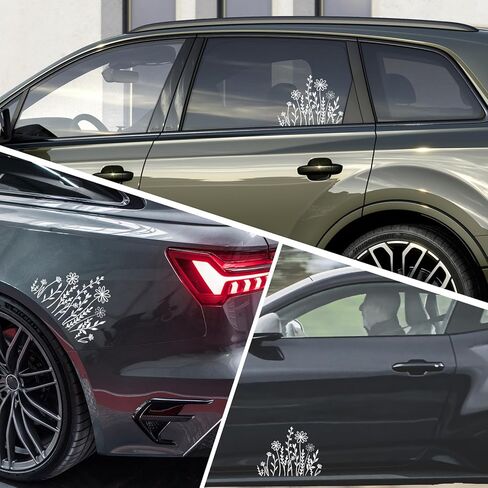 Wildflowers Boho Car Sticker, Reflective Flower Vinyl Decal Sticker Gift for Plant Lovers, Decorative Boho Bumper Stickers for Car Window Laptop Luggage, Car Accessories in Saudi Arabia