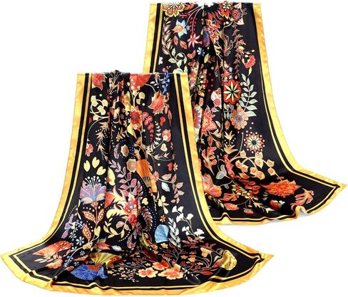 2 Pcs 53'' Extra Large Silk Satin Scarf for Women Large Head Scarf Wraps Square Bandanas for Hair Wrapping at Night Sleeping in Saudi Arabia