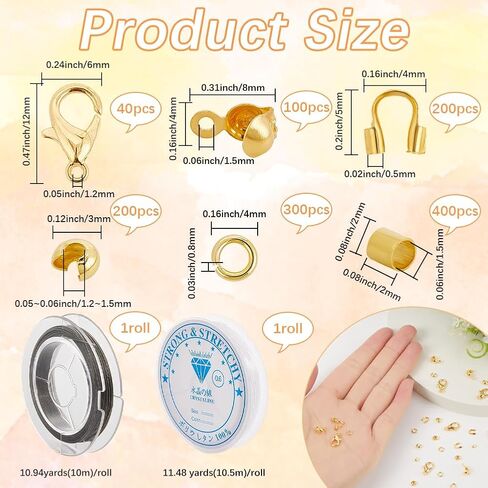 1 Box 1242Pcs Crimp Beads Supplies Jewelry Making Kits Bead Knot Covers Include Wire Guardian Crimp Covers Tubes Clasps Closures Jump Rings Findings for DIY Necklace Bracelet Beading Crafting in Saudi Arabia