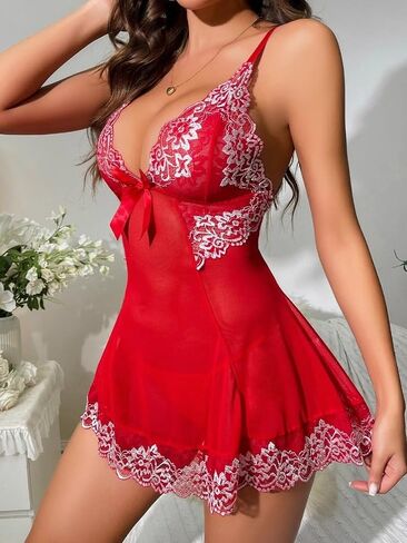 Sexy Lingerie Nightgown for women Mesh Nightwear Dress Chemise Sleepwear in Saudi Arabia