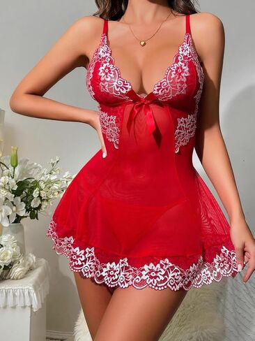 Sexy Lingerie Nightgown for women Mesh Nightwear Dress Chemise Sleepwear in Saudi Arabia