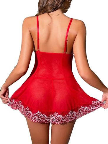 Sexy Lingerie Nightgown for women Mesh Nightwear Dress Chemise Sleepwear in Saudi Arabia