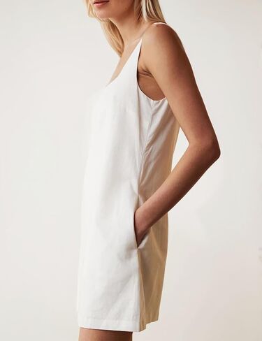 Summer Sleeveless Cotton Linen Mini Dresses for Women Casual Square Neck Backless Short Dress Solid Tank Shift Dress in Saudi Arabia