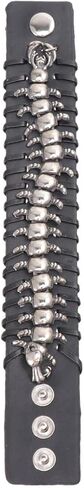 Punk Style Black Genuine Leather Braided Wristband - Adjustable Cuff Bracelet for Men and Women Ideal for Costumes and Parties in Saudi Arabia