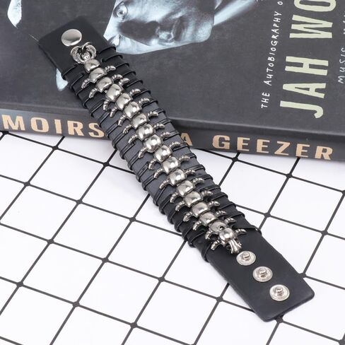 Punk Style Black Genuine Leather Braided Wristband - Adjustable Cuff Bracelet for Men and Women Ideal for Costumes and Parties in Saudi Arabia