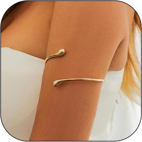 Roe Dolph Gold Arm Cuff Bracelet Upper Arm Cuff Jewelry Gold Cuff Bangle Bracelets Adjustable Armband Armlet Summer Dresses Outfits in Saudi Arabia