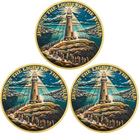 Crowd Lighthouse Religious Coin Gifts Set | Inspirational Bible Verse Medallion | Faith-Based Gifts for Spiritual Encouragement for Men & Women in Kuwait