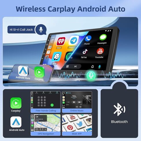 Hikity Android Car Stereo for Toyota Yaris 2008-2011 Radio 2+64GB 9 بوصة تعمل باللمس راديو السيارة اللاسلكي Carplay Android Auto دعم GPS Navigation WiFi Bluetooth FM EQ كاميرا احتياطية in Kuwait