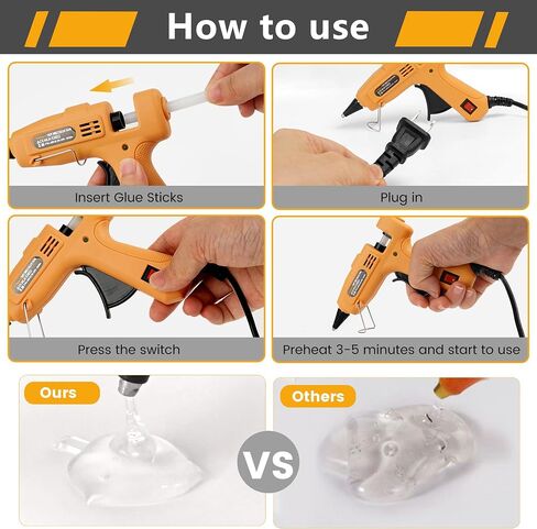 Mulwark Cordless Hot Glue Gun 100W for Milwaukee 18V Battery Handheld Wireless Power Glue Gun Full Size with 30pcs Glue Sticks for Wood, Glass, Home Repair, Arts & Crafts & DIY (battery not included) in Kuwait