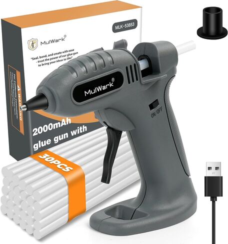Mulwark Cordless Hot Glue Gun 100W for Milwaukee 18V Battery Handheld Wireless Power Glue Gun Full Size with 30pcs Glue Sticks for Wood, Glass, Home Repair, Arts & Crafts & DIY (battery not included) in Kuwait