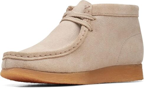 حذاء Wallabee للأطفال من الجلد البني وشمع العسل 26142137، جلد سويدي أسود، 3.5 طفل كبير in Saudi Arabia