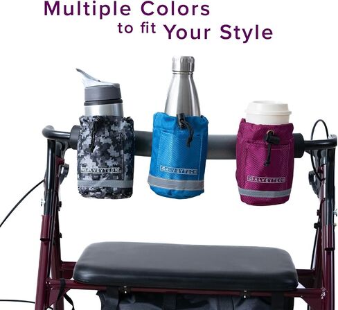 AlveyTech Unbreakable Universal Fabric Cup Holder - For Mobility Scooters, Transport Power Chair, Wheelchair, ATV, Walker, Stroller, Go-Kart, UTV, Cars, Boat, E-Bike Water/Drink Bottle Holders (Black) in Saudi Arabia