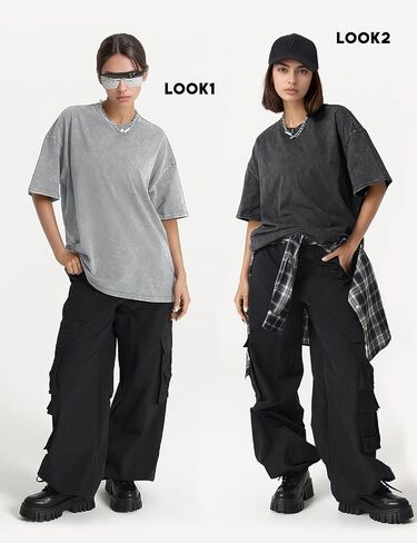 PEHMEA 3 Pcs Women's Oversized T-Shirts Cotton Short Sleeve Vintage Washed Baggy Boyfriend Streetwear Summer Tops in Kuwait