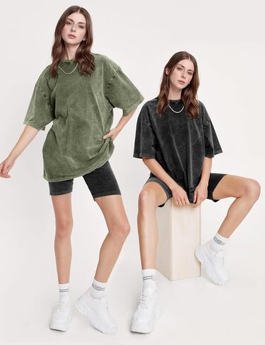 PEHMEA 3 Pcs Women's Oversized T-Shirts Cotton Short Sleeve Vintage Washed Baggy Boyfriend Streetwear Summer Tops in Kuwait