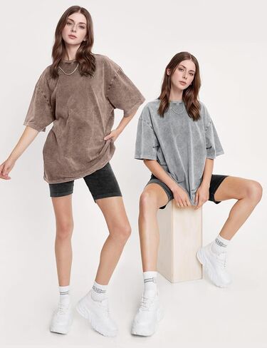 PEHMEA 3 Pcs Women's Oversized T-Shirts Cotton Short Sleeve Vintage Washed Baggy Boyfriend Streetwear Summer Tops in Kuwait